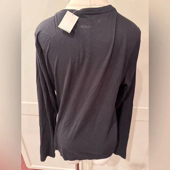 Adam Lippes Black V-Neck Long Sleeve Top - Picture 2 of 7